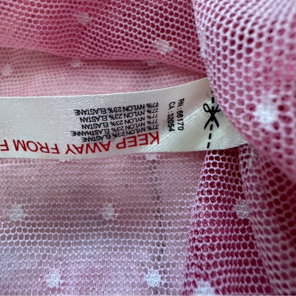 Free People Intimately Medium Pink Print On the Dot Floral Mesh Top ~ Y2K 90’s - Picture 8 of 8